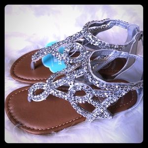 Girls Silver bling festive sandals